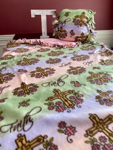 Praise & Harmony Throw Blanket Pink & Pillow set