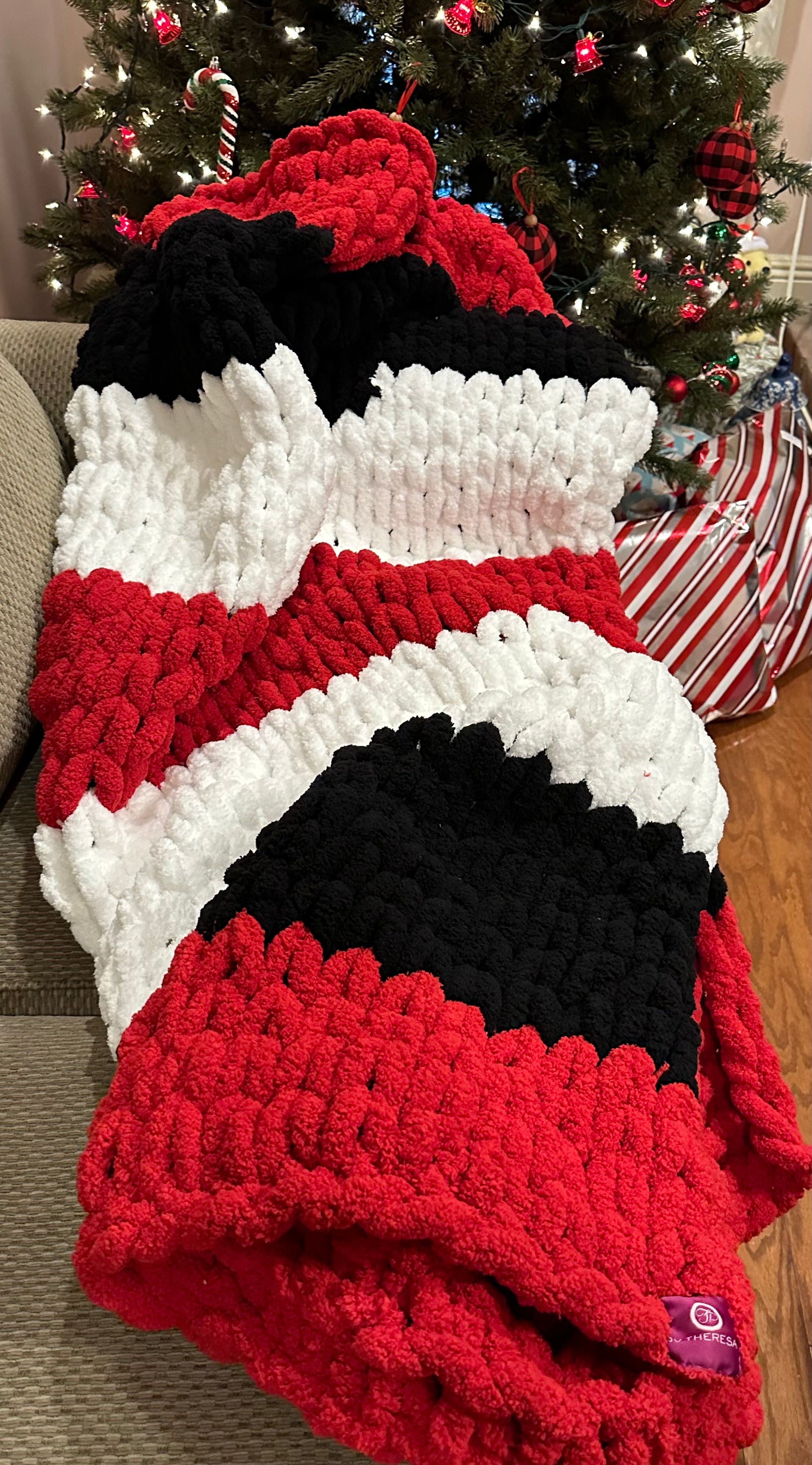 Custom Orders Select Colors Handmade Knitted Throw Blanket (Ex Queen Full size)